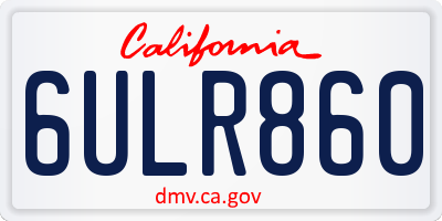 CA license plate 6ULR860