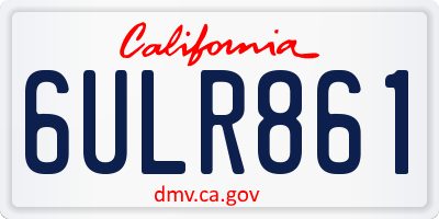 CA license plate 6ULR861