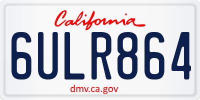 CA license plate 6ULR864