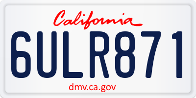 CA license plate 6ULR871