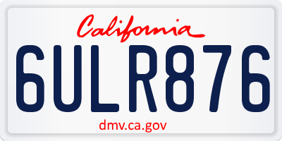 CA license plate 6ULR876