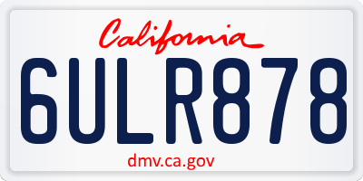 CA license plate 6ULR878