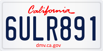 CA license plate 6ULR891