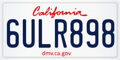 CA license plate 6ULR898