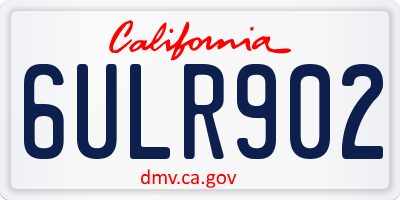 CA license plate 6ULR902