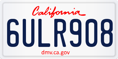 CA license plate 6ULR908