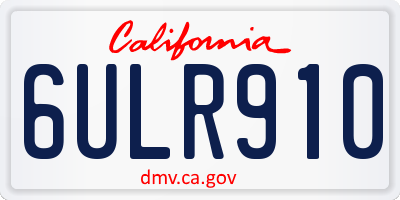 CA license plate 6ULR910
