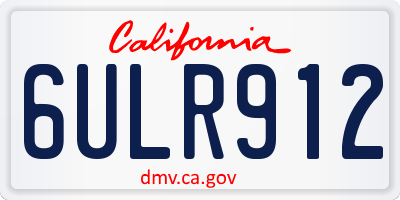 CA license plate 6ULR912