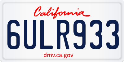 CA license plate 6ULR933