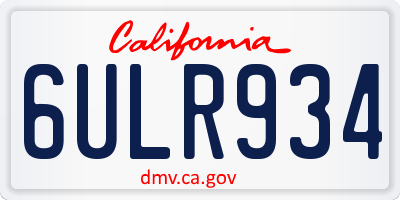 CA license plate 6ULR934