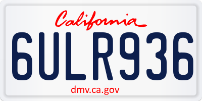 CA license plate 6ULR936