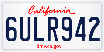 CA license plate 6ULR942