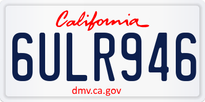 CA license plate 6ULR946