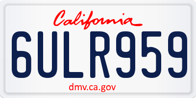 CA license plate 6ULR959