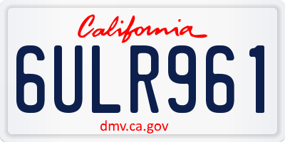 CA license plate 6ULR961