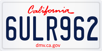 CA license plate 6ULR962