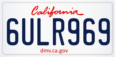CA license plate 6ULR969