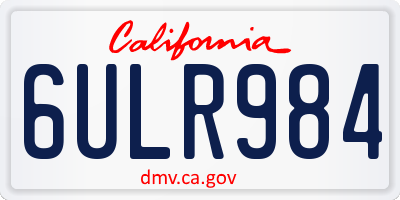 CA license plate 6ULR984