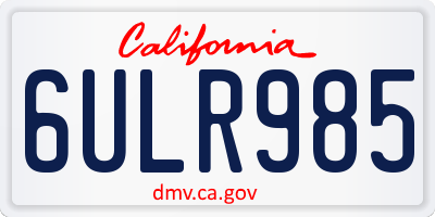 CA license plate 6ULR985