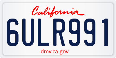 CA license plate 6ULR991