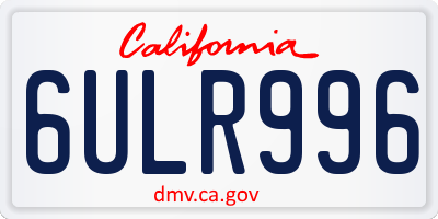CA license plate 6ULR996