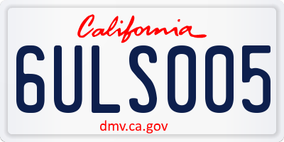 CA license plate 6ULS005