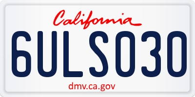 CA license plate 6ULS030
