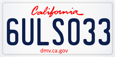 CA license plate 6ULS033