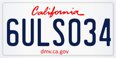 CA license plate 6ULS034