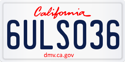 CA license plate 6ULS036
