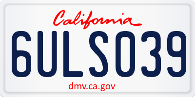 CA license plate 6ULS039