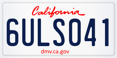 CA license plate 6ULS041