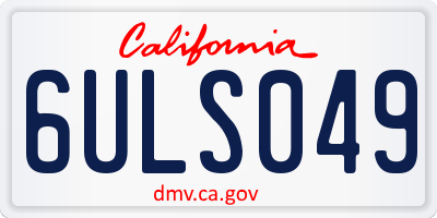 CA license plate 6ULS049