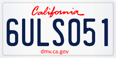 CA license plate 6ULS051