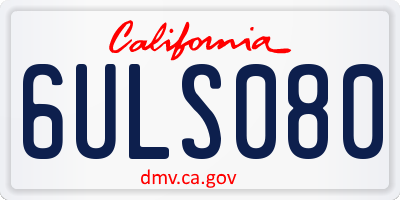 CA license plate 6ULS080