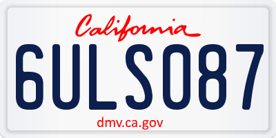 CA license plate 6ULS087