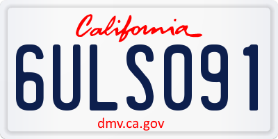 CA license plate 6ULS091