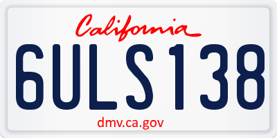 CA license plate 6ULS138