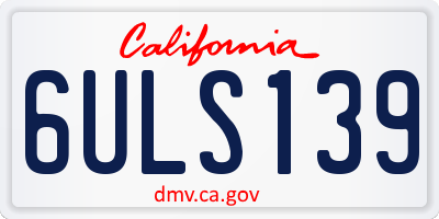 CA license plate 6ULS139