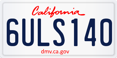 CA license plate 6ULS140