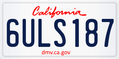 CA license plate 6ULS187