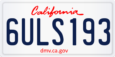 CA license plate 6ULS193