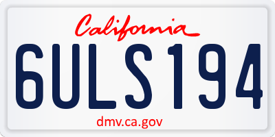 CA license plate 6ULS194