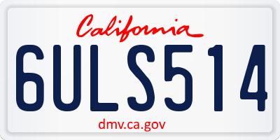 CA license plate 6ULS514