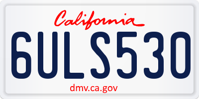 CA license plate 6ULS530