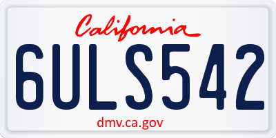 CA license plate 6ULS542
