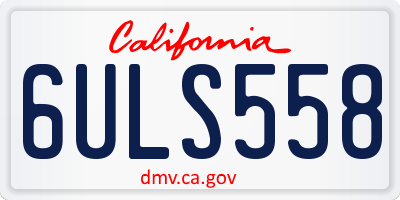 CA license plate 6ULS558