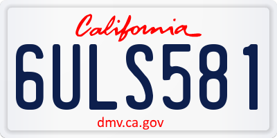 CA license plate 6ULS581