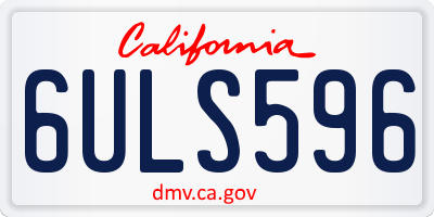 CA license plate 6ULS596