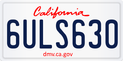 CA license plate 6ULS630